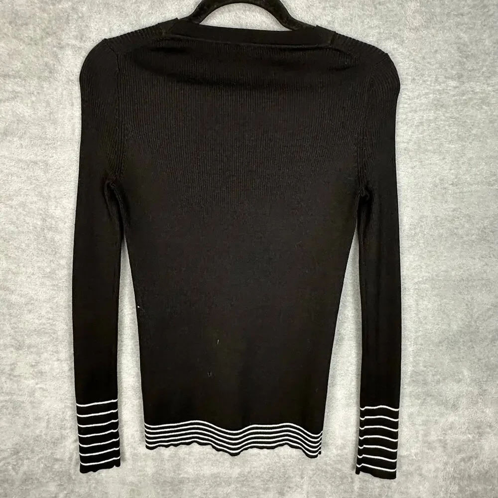 Athleta Sweater Womens Small Black Table Rock Wool Ribbed Long Sleeve Office